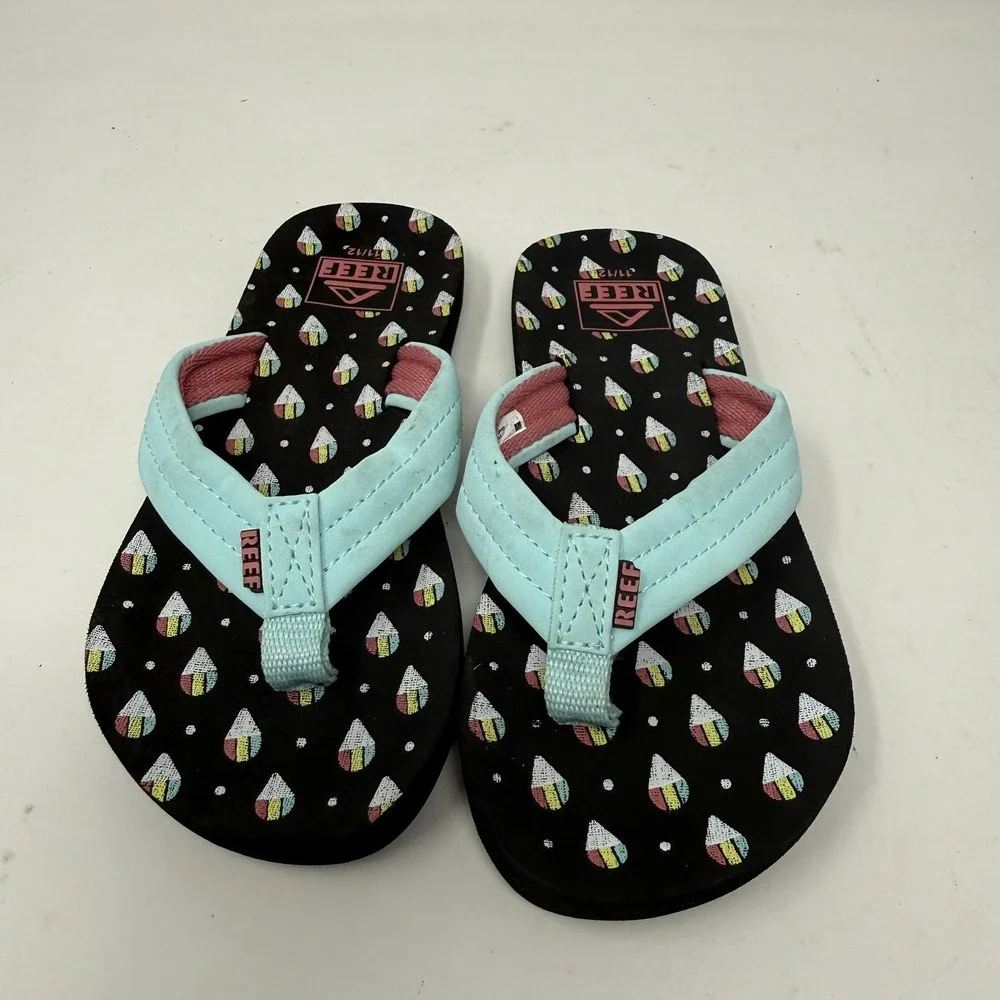 Reef Ahi Snow Cone Teal Strap Flip Flops Kids Size 11/12 Sandal